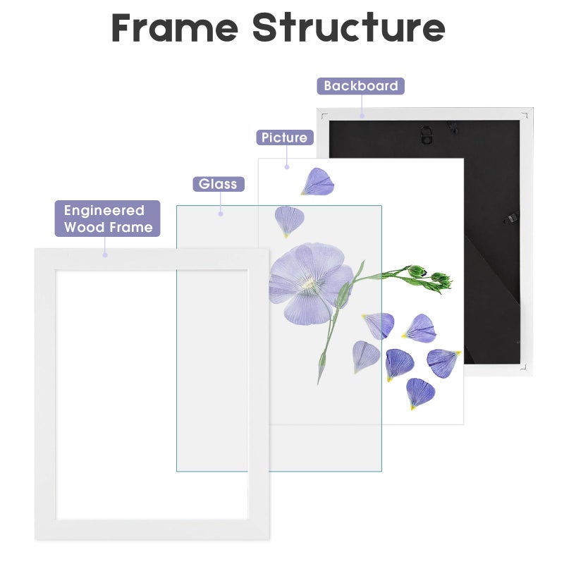 Frametory, 8.5x11 Picture Frame with Glass, Tabletop & Wall Horizontal or Vertical Display, 8 1/2 x 11 Photo Frame for Diploma, Documents (White, 2-Pack) - Image 4